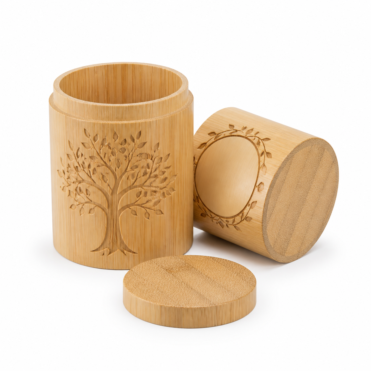 Round Wood Tree of Life Urn product image